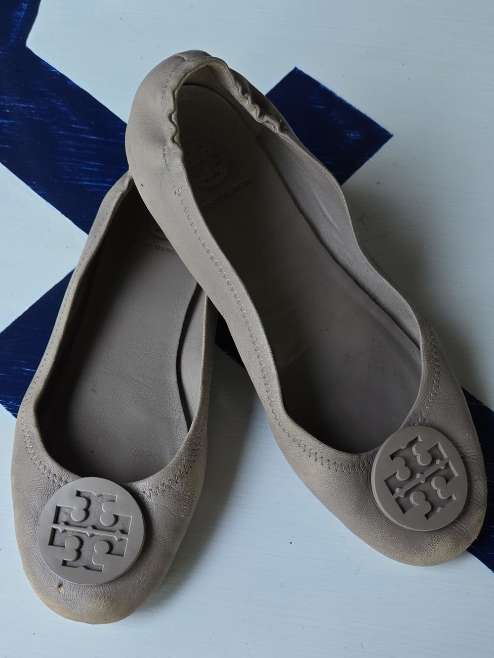 Tory Burch Taupe Minnie Ballet Flat Size 9